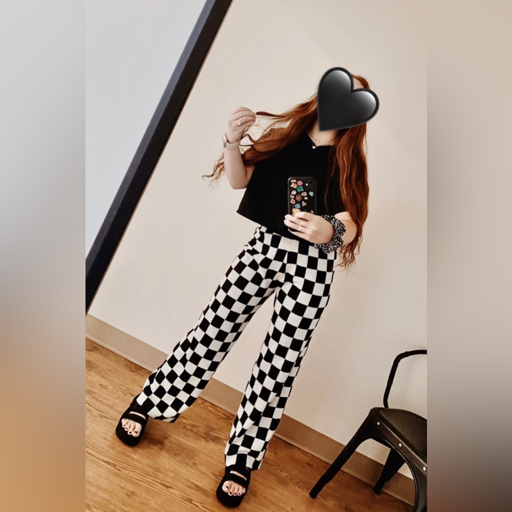 Comfy Straight Leg Checkered Pants